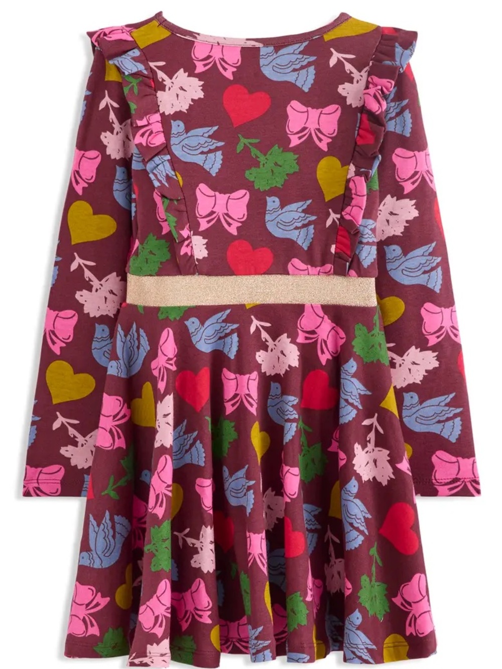 Mini boden 3-4 chestnut ivory twirl dress new